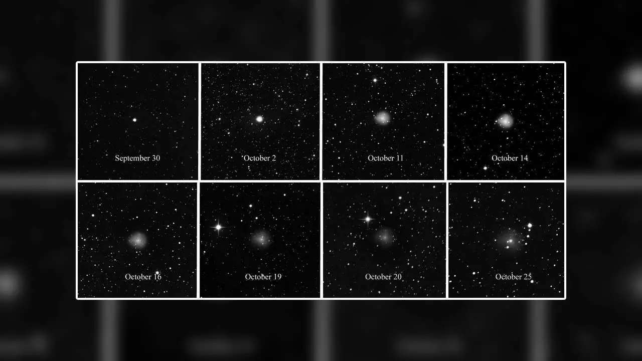 धूमकेतु (Comet) चौगुने ठंडे-ज्वालामुखी विस्फोट के बाद 300 गुना चमकीला