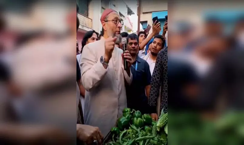 सब्जी का भाव पूछ रहे असदुद्दीन ओवैसी, सरकार पर कसा तंज, VIDEO