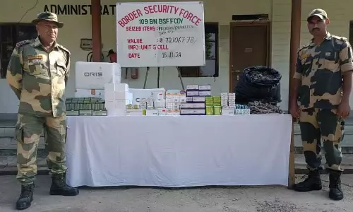 Tripura बीएसएफ ने भारत-बांग्लादेश सीमा पर 28 लाख रुपये से अधिक मूल्य की वस्तुओं की खेप जब्त