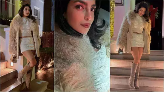 Priyanka Chopra  शानदार मिनी स्कर्ट लुक में