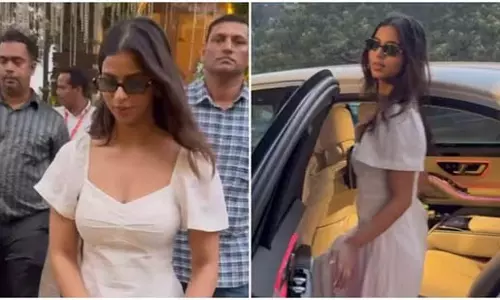 वह एक साधारण सफेद मिडी ड्रेस में बेहद खूबसूरत लग रही हैं, Suhana Khan