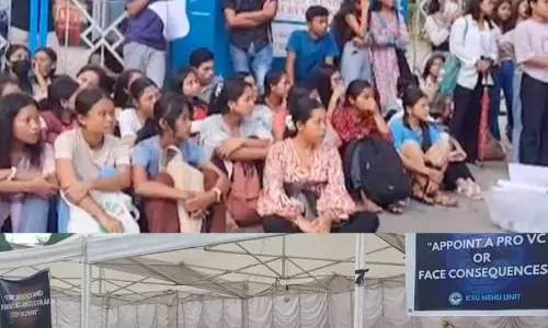 Meghalaya : एनईएचयू छात्रों का विरोध प्रदर्शन 13वें दिन भी जारी