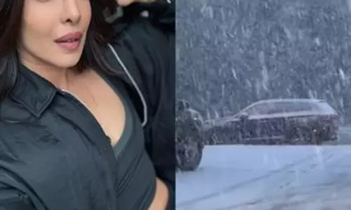 भारी बर्फबारी के बावजूद बेस कैंप पहुंची Priyanka Chopra