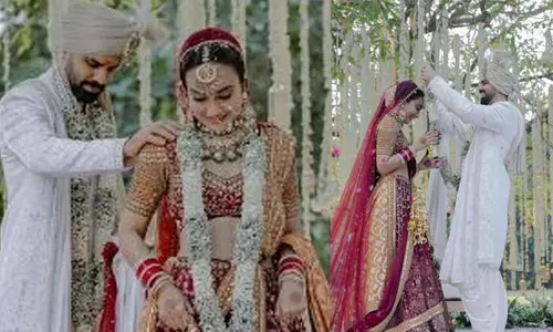 शादी के बाद अभिनेत्री का उनके रिश्तेदारों के घर में स्वागत किया