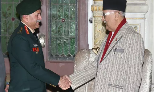 सेना प्रमुख जनरल उपेंद्र द्विवेदी ने नेपाली PM Oli और रक्षा मंत्री राय से शिष्टाचार भेंट की