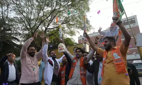 महाराष्ट्र में जनादेश के बाद भाजपा मुख्यालय में लड्डू की जगह जलेबी से जश्न मनाया