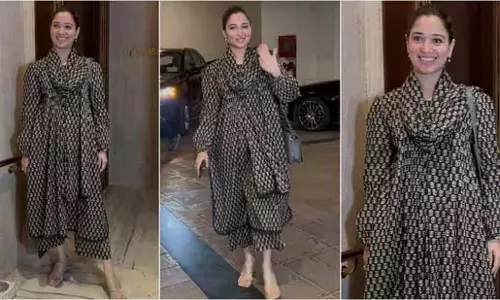 Tamannaah Bhatia का सिंपल ब्लैक कुर्ता लुक Tamannaah Bhatia का सिंपल ब्लैक कुर्ता लुक