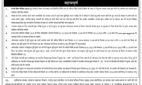 CGPSC 2024 में 246 पदों पर भर्ती के लिए नोटिफिकेशन जारी CGPSC 2024 में 246 पदों पर भर्ती के लिए नोटिफिकेशन जारी