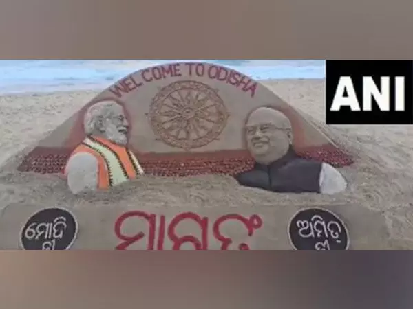 डीजी-आईजीपी सम्मेलन से पहले PM Modi -अमित शाह के स्वागत के लिए रेत से कलाकृति बनाई गई