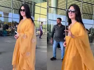 Katrina Kaif ने अपने ट्रैवल लुक को सनशाइन येलो कुर्ता सेट में रखा