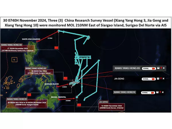 फिलीपीन तटरक्षक बल ने विवादित जलक्षेत्र में तीन Chinese जहाजों की मौजूदगी की सूचना दी