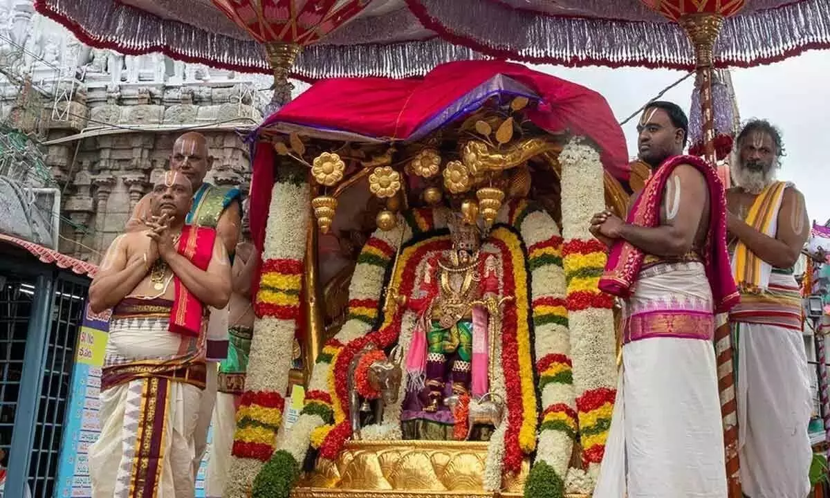 Andhra Pradesh :  देवी कल्पवृक्ष, हनुमंत वाहनम पर सवार