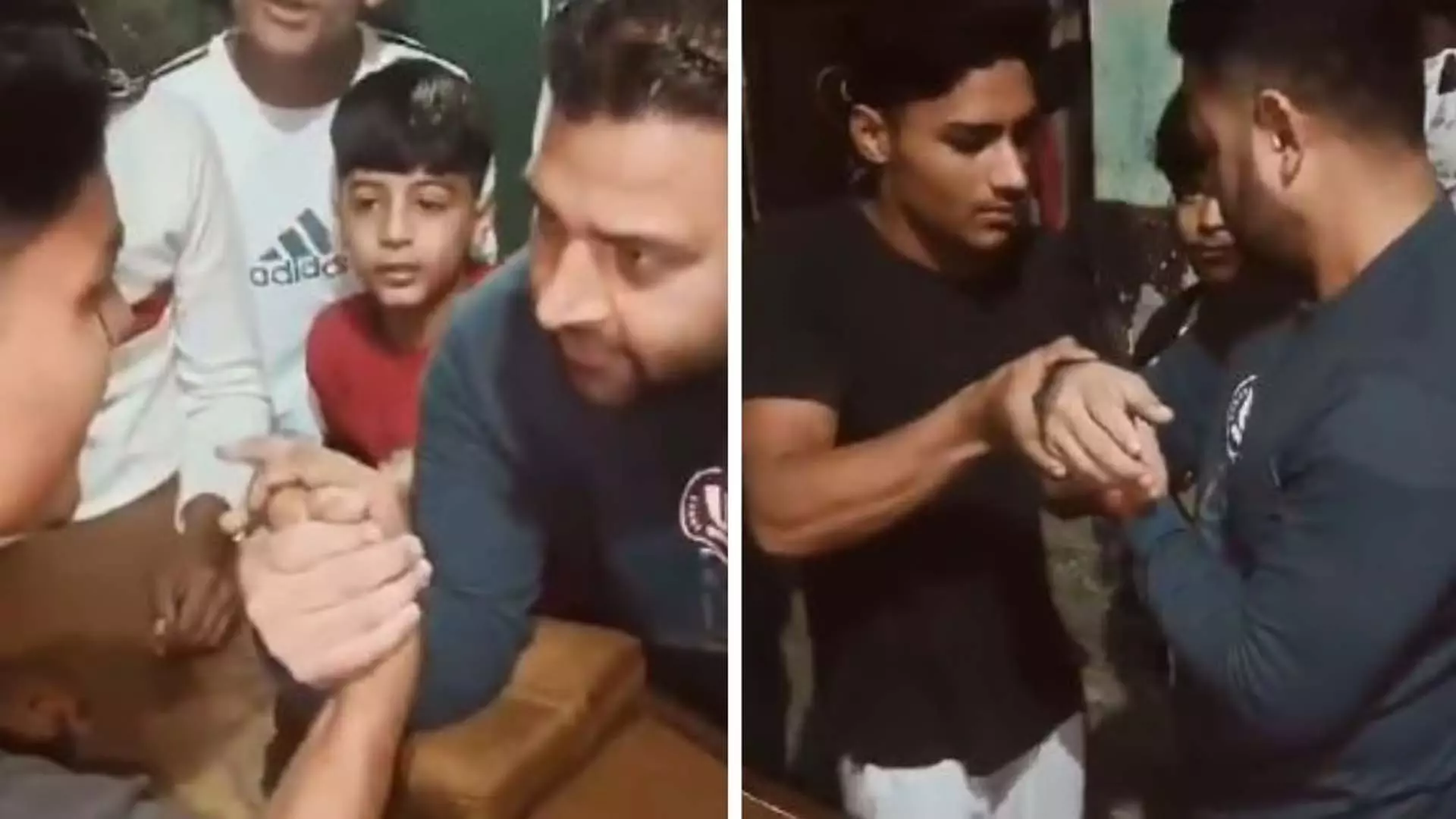 आर्म रेसलिंग करते हुए टूट गया शख्स का हाथ, देखें VIDEO... आर्म रेसलिंग करते हुए टूट गया शख्स का हाथ, देखें VIDEO...
