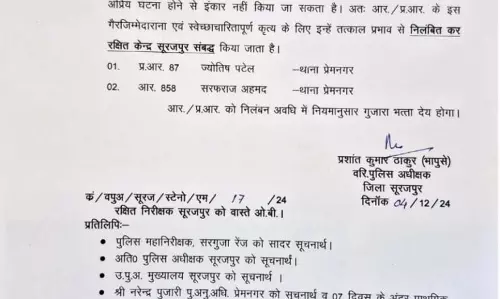 नाइट ड्यूटी से गायब मिले पुलिसवाले, दो सस्पेंड