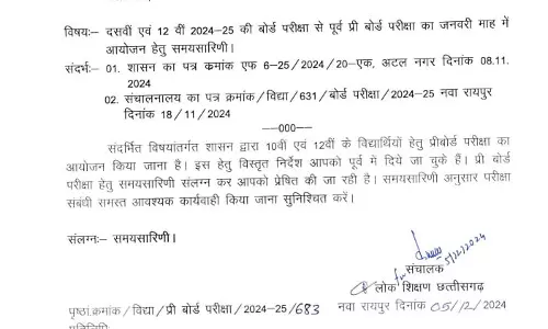 प्री बोर्ड परीक्षा का समय सारिणी, देखें लिस्ट