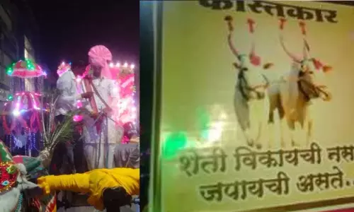 Yavatmal: किसान दूल्हे ने घोड़े पर नहीं बल्कि बैलगाड़ी पर निकाला बारात