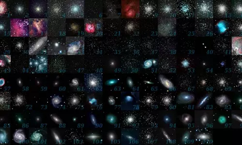 Messier वस्तुएं रात्रि आकाश में धुंधले धब्बे: देखे गए 103 गहरे  पिंड