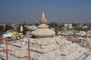 रामलला मंदिर के रंग-मंडप का शिखर बनकर तैयार, 11 जनवरी को प्रतिष्ठा द्वादशी रामलला मंदिर के रंग-मंडप का शिखर बनकर तैयार, 11 जनवरी को प्रतिष्ठा द्वादशी