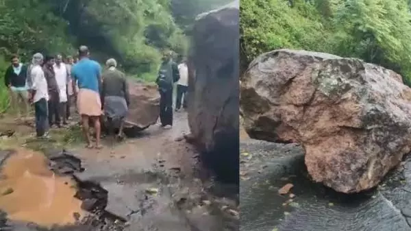 Sabarimala भक्तों के लिए बड़ी घोषणा: भारी बारिश से सड़क पर लुढ़के पत्थर