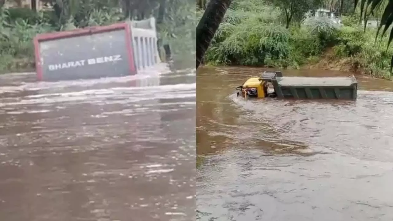 धान छोड़ो..तेनी भी देखो: टिप्पर बहा ले गई बाढ़.. भुगत रहे लोग