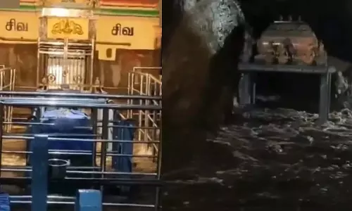 पंचलिंग झरने में बाढ़: तिरुपुर तिरुमूर्ति पहाड़ी मंदिर में घुसा बाढ़ का पानी