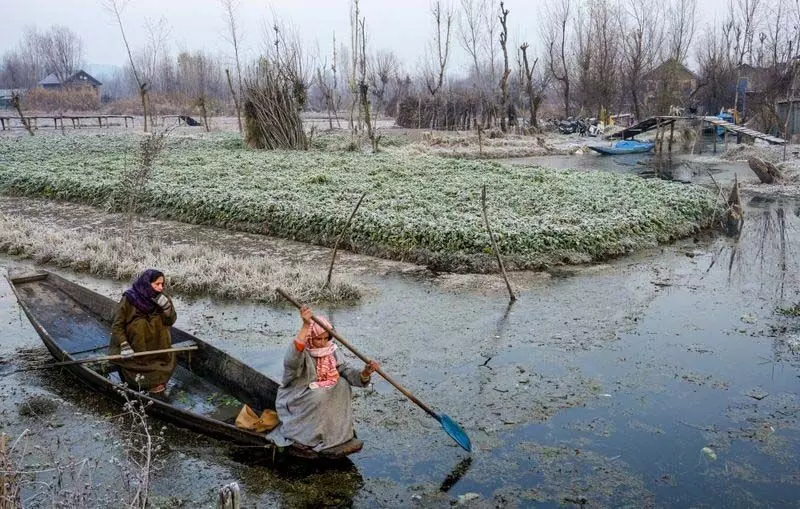 Kashmir भीषण शीतलहर की चपेट में, श्रीनगर में -3.4°C तापमान दर्ज