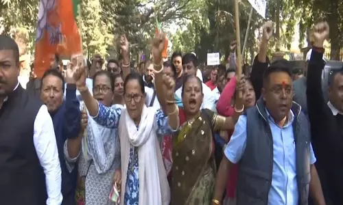 महिला सांसद के साथ कथित दुर्व्यवहार को लेकर असम BJP ने राहुल गांधी के खिलाफ किया प्रदर्शन