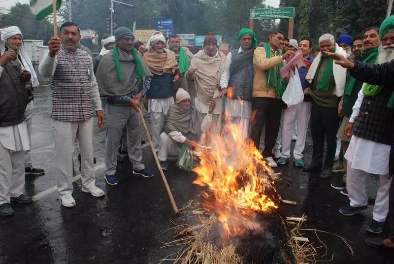 Haryana : किसानों ने दल्लेवाल के समर्थन में जलाया पुतला