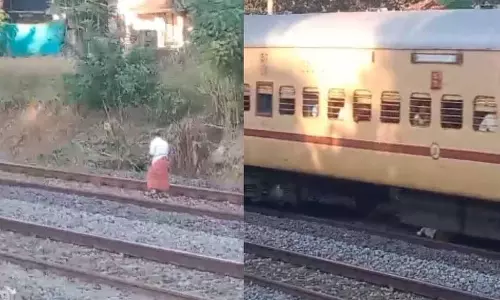 Kannur में ट्रेन की चपेट में आने से बचने के लिए व्यक्ति पटरियों के बीच लेट गया