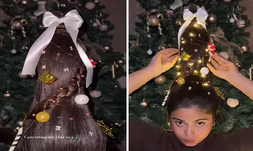 इंस्टाग्राम इन्फ्लुएंसर ने ChristmasTree से प्रेरित हेयरस्टाइल बनाया, देखें वीडियो