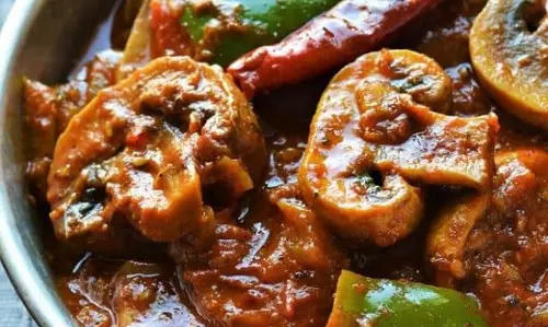 मशरूम कैप्सिकम मसाला रेसिपी मशरूम कैप्सिकम मसाला रेसिपी