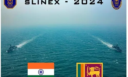 भारत और श्रीलंका ने विशाखापत्तनम में नौसेना अभ्यास SLINEX 2024 का आयोजन किया भारत और श्रीलंका ने विशाखापत्तनम में नौसेना अभ्यास SLINEX 2024 का आयोजन किया