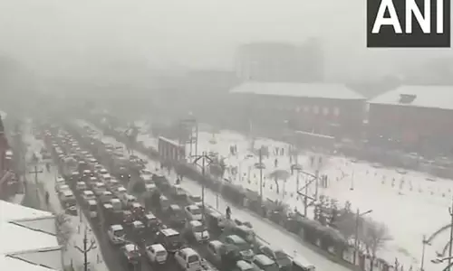 ग्रीष्मकालीन राजधानी Srinagar में मौसम की पहली बर्फबारी हुई, सर्दियों का स्वर्ग बन गया
