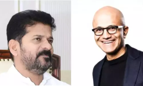 CM रेवंत रेड्डी ने माइक्रोसॉफ्ट के सीईओ सत्या नडेला से मुलाकात की