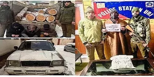 Baramulla पुलिस ने अवैध लकड़ी-ड्रग्स की तस्करी के आरोप में चार लोगों को गिरफ्तार किया