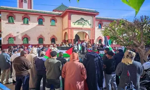 Gaza के समर्थन में मोरक्को में हजारों लोगों ने रैली निकाली