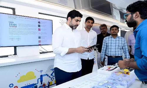 Lokesh ने स्कूली बच्चों को स्टेम की शिक्षा देने के लिए एपी-मेकर लैब-ऑन-व्हील्स लॉन्च किया Lokesh ने स्कूली बच्चों को स्टेम की शिक्षा देने के लिए एपी-मेकर लैब-ऑन-व्हील्स लॉन्च किया