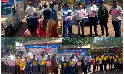 गंगरेल पहुंचे पर्यटकों को यातायात नियमों के लिए किया गया जागरूक गंगरेल पहुंचे पर्यटकों को यातायात नियमों के लिए किया गया जागरूक