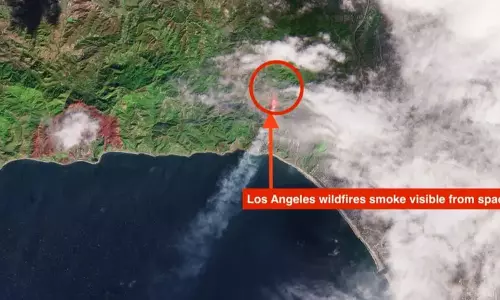 Los Angeles के जंगलों की आग अब अंतरिक्ष से भी दिखाई देगी