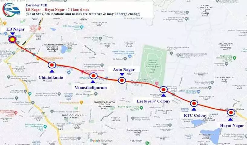 LB Nagar और हयातनगर के बीच छह नए स्टेशनों की योजना बनाई गई