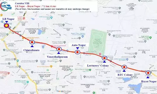 LB Nagar और हयातनगर के बीच छह नए स्टेशनों की योजना बनाई गई