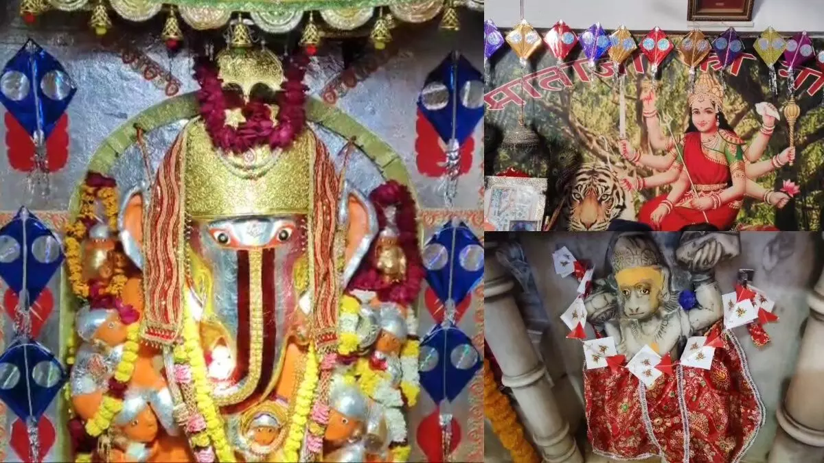 Maa Amba Dham में पतंग की सजावट