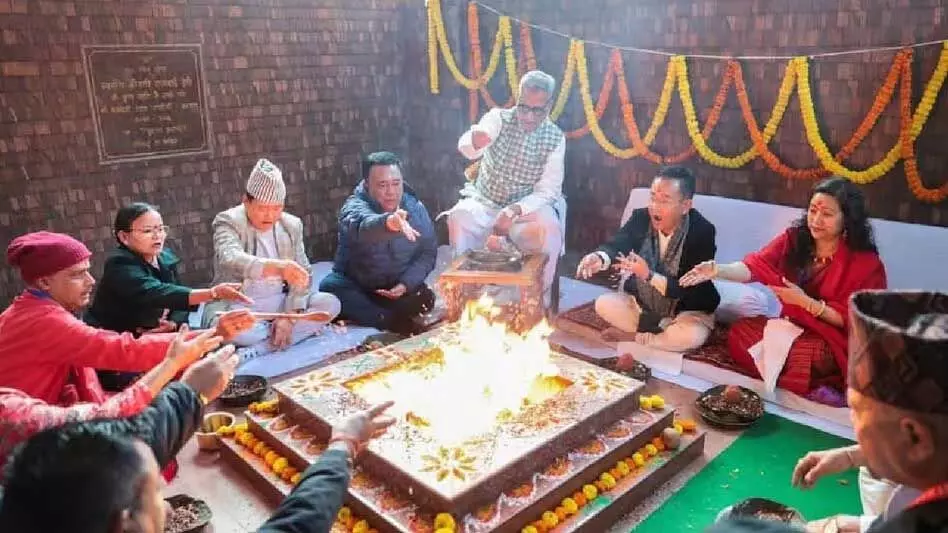 Sikkim : माघे संक्रांति पर जोरेथांग स्थित त्र्यंबकेश्वर मंदिर में पूजा-अर्चना