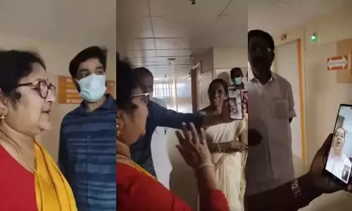 अस्पताल से वीडियो कॉल में विधायक उमा थॉमस, मंत्री आर.बिंदु