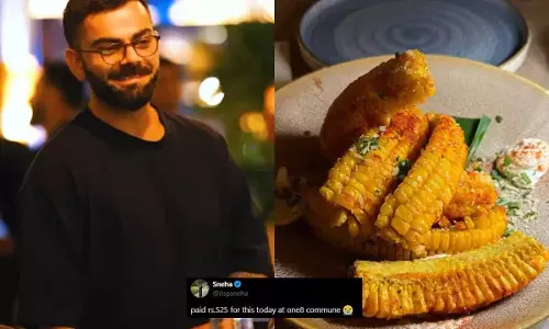 Virat Kohli के हैदराबाद कैफे में 525 रुपये में बिक रहा भुट्टा, इंटरनेट पर प्रतिक्रियाएं