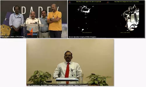 ISRO SpaDeX डॉकिंग मिशन: अंतरिक्ष यान डॉकिंग सफलतापूर्वक पूरी हुई, ऐतिहासिक क्षण ISRO SpaDeX डॉकिंग मिशन: अंतरिक्ष यान डॉकिंग सफलतापूर्वक पूरी हुई, ऐतिहासिक क्षण
