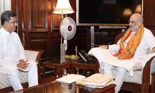 Tripura : मुख्यमंत्री साहा ने अमित शाह से मुलाकात की, बांग्लादेश सीमा के पास ‘अवैध’ तटबंध निर्माण पर की चर्चा