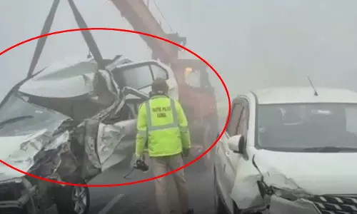 नेशनल हाईवे पर बड़ा हादसा: कई वाहन आपस में टकराए, कोहरा बना मुसीबत