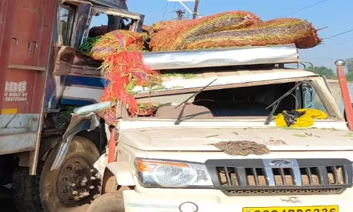 पिकअप और ट्रक की टक्कर से दो ड्राइवर घायल, नेशनल हाईवे 30 में हुआ हादसा पिकअप और ट्रक की टक्कर से दो ड्राइवर घायल, नेशनल हाईवे 30 में हुआ हादसा