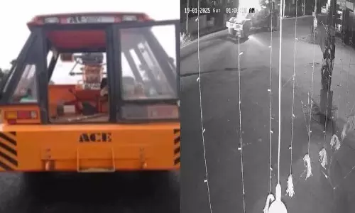 Kannur एनएच निर्माण स्थल से क्रेन चोरी सीसीटीवी फुटेज सामने आया